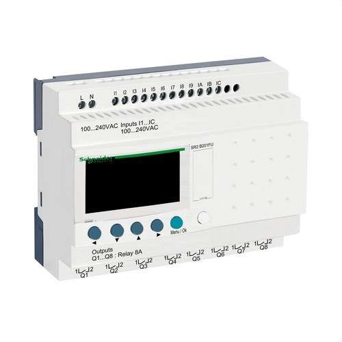 Compact Programmable Relay Zelio Logic 20 I/O 100..240 V AC Clock Display with reference SR2B201FU from the brand SCHNEIDER ELECTRIC