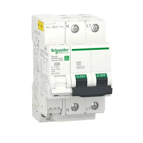 Overspanningsbeveiliging voor tijdelijke en permanente overspanningen Resi9 Combi 1P+N 25A met referentie R9L20625 van het merk SCHNEIDER ELECTRIC