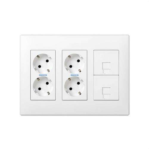 Surface or Flush Mount Box Kit for 3 Double Modules with 2 Double Sockets and 2 Plates 1 RJ45 White Simon 500 Cima with reference 51000301-030 from the brand SIMON