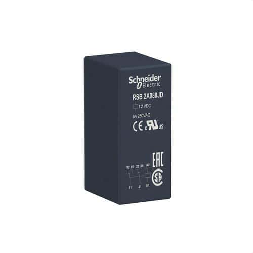 Plug-in relais 2 NO/NC 8A 12V DC met referentie RSB2A080JD van het merk SCHNEIDER ELECTRIC
