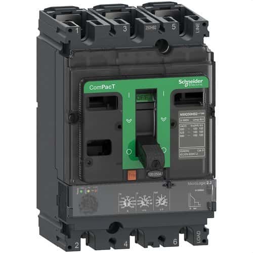 Disjoncteur ComPacT NSX160N 50kA AC 3P3R 100A Micrologic 2.2 avec la référence C16N32D100 de la marque SCHNEIDER ELECTRIC