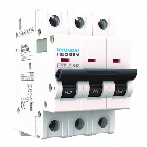 STD 3P 6kA 50A Curve C Circuit Breaker with reference HGD63-M3P050C from the brand HYUNDAI