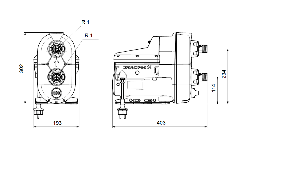 Groupe de pression auto-amorçant SCALA2 3-45 (Nouveau modèle) avec la référence 93013252 de la marque GRUNDFOS