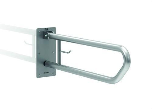 Barre d'appui rabattable 800mm porte-rouleaux inox satiné avec la référence GW11 07 04 01 de la marque GENWEC