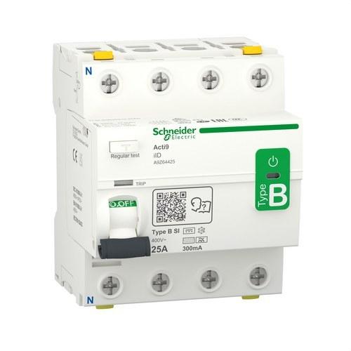 Disjoncteur différentiel Schneider Electric Acti9 iID 4P 25A 300mA B-SI avec la référence A9Z64425 de la marque SCHNEIDER ELECTRIC