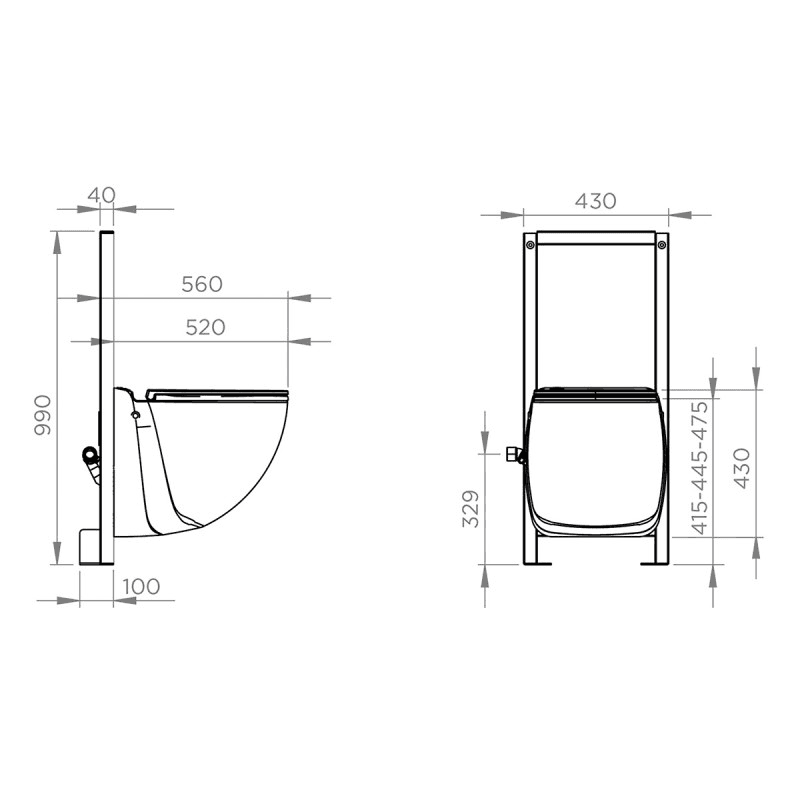 Inbouwframe met vermaler toilet SFA Sanicompact Comfort+ met referentie C72LVCPLUS van het merk SFA SANITRIT