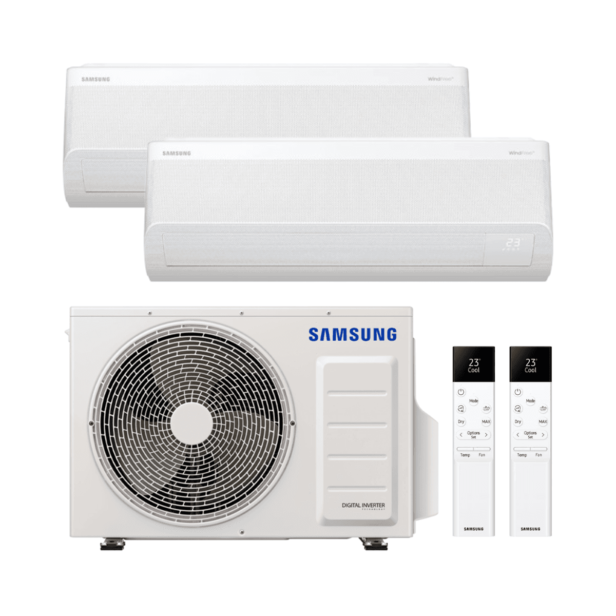 Climatiseur 2x1 avec wifi Samsung WindFree Comfort S2 3,5 kW 12000 BTU avec la référence KITSAMWINDFREE12+12 de la marque SAMSUNG