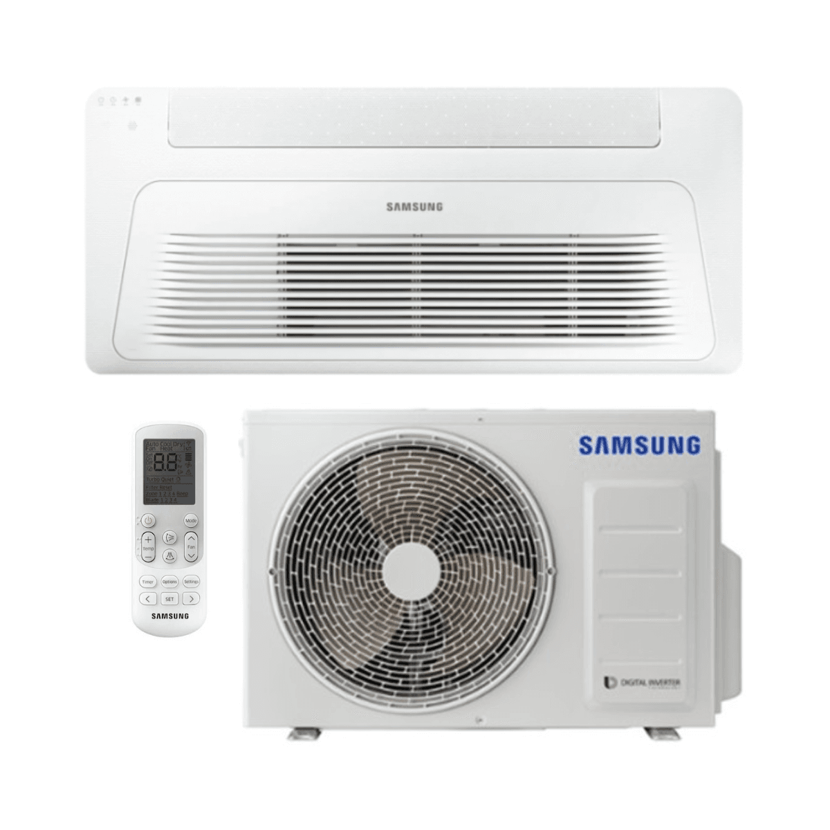 Climatiseur cassette 1 voie Samsung WindFree 3,5 kW 12000 BTU avec la référence F-CST1W35R de la marque SAMSUNG