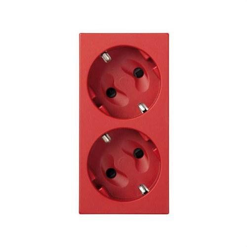 Dubbele Schuko-stopcontactbasis met beveiligingsinrichting en 1Click-aansluiting rood Simon 500 Cima met referentie 50000432-037 van het merk SIMON