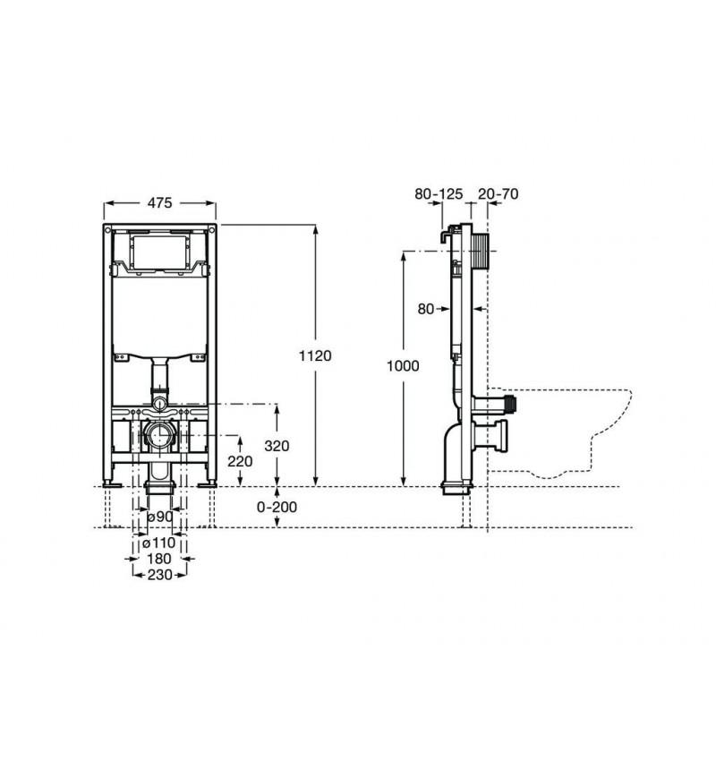 Châssis avec réservoir double pour WC suspendu Roca WC One avec la référence A890070020 de la marque ROCA