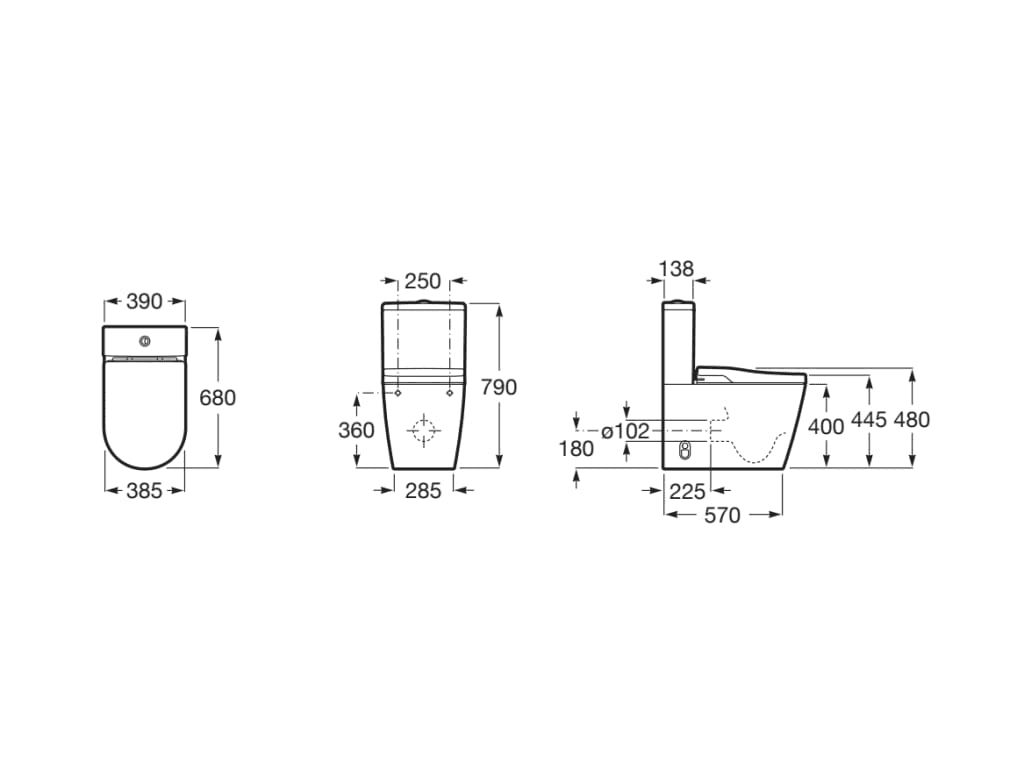 Slimme toilet In-Wash® Inspira aan de muur bevestigd Roca Rimless met referentie A80306L001 van het merk ROCA