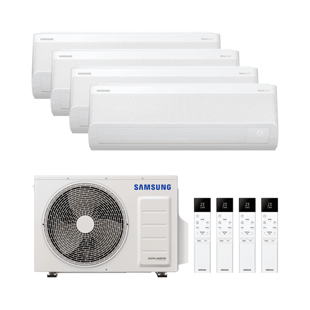 Airconditioner 4x1 met wifi Samsung WindFree Comfort S2 2,5kW (3) + 3,5kW met referentie KITSAMWFCS209(03)+12 van het merk SAMSUNG