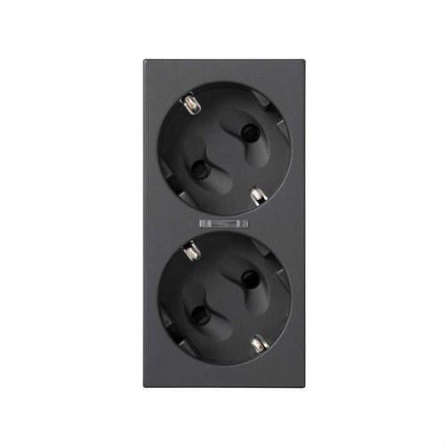 Dubbele Schuko-stopcontact met veiligheidsvoorziening, LED en 1Click® bedrading grijs Simon 500 Cima met referentie 50010432-038 van het merk SIMON