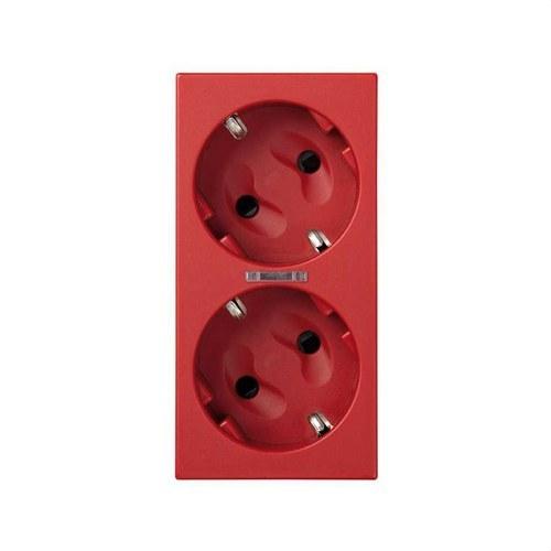 Dubbele schuko-stopcontact met beveiligingsinrichting, led en schroefaansluiting rood Simon 500 Cima met referentie 50010472-037 van het merk SIMON