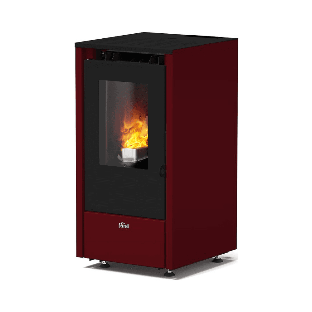 Ferroli LIRA Slim Plus pelletkachel bordeaux 6,4 kW met referentie 0SS013XA van het merk FERROLI