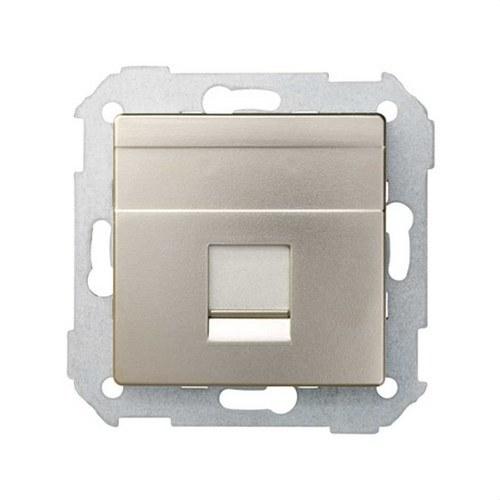 Platte stem- en gegevensplaat met stofkap voor 1 RJ45 AMP® connector aluminium Simon 82 met referentie 82005-34 van het merk SIMON
