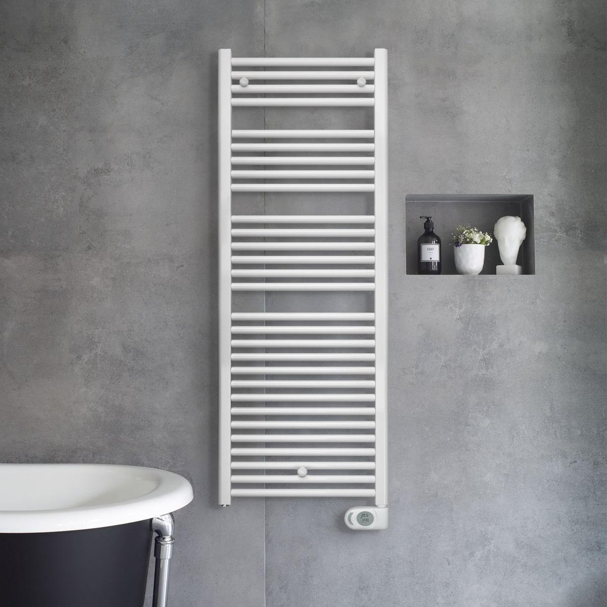 Porte-serviettes électrique blanc Zehnder Aura 500W 980x500mm avec la référence PBEZ-090-50/MQ de la marque ZEHNDER