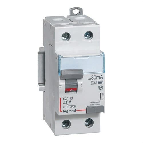 Disjoncteur différentiel DX3 2P 40A 30mA Classe HPI avec la référence 411591 de la marque LEGRAND