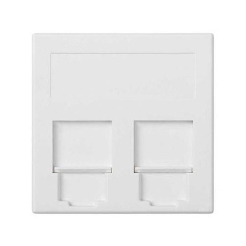 Platte stem- en gegevensplaat met stofkap 1 element voor 2 RJ45 compatibiliteit andere fabrikanten wit Simon 500 Cima met referentie 50000089-030 van het merk SIMON